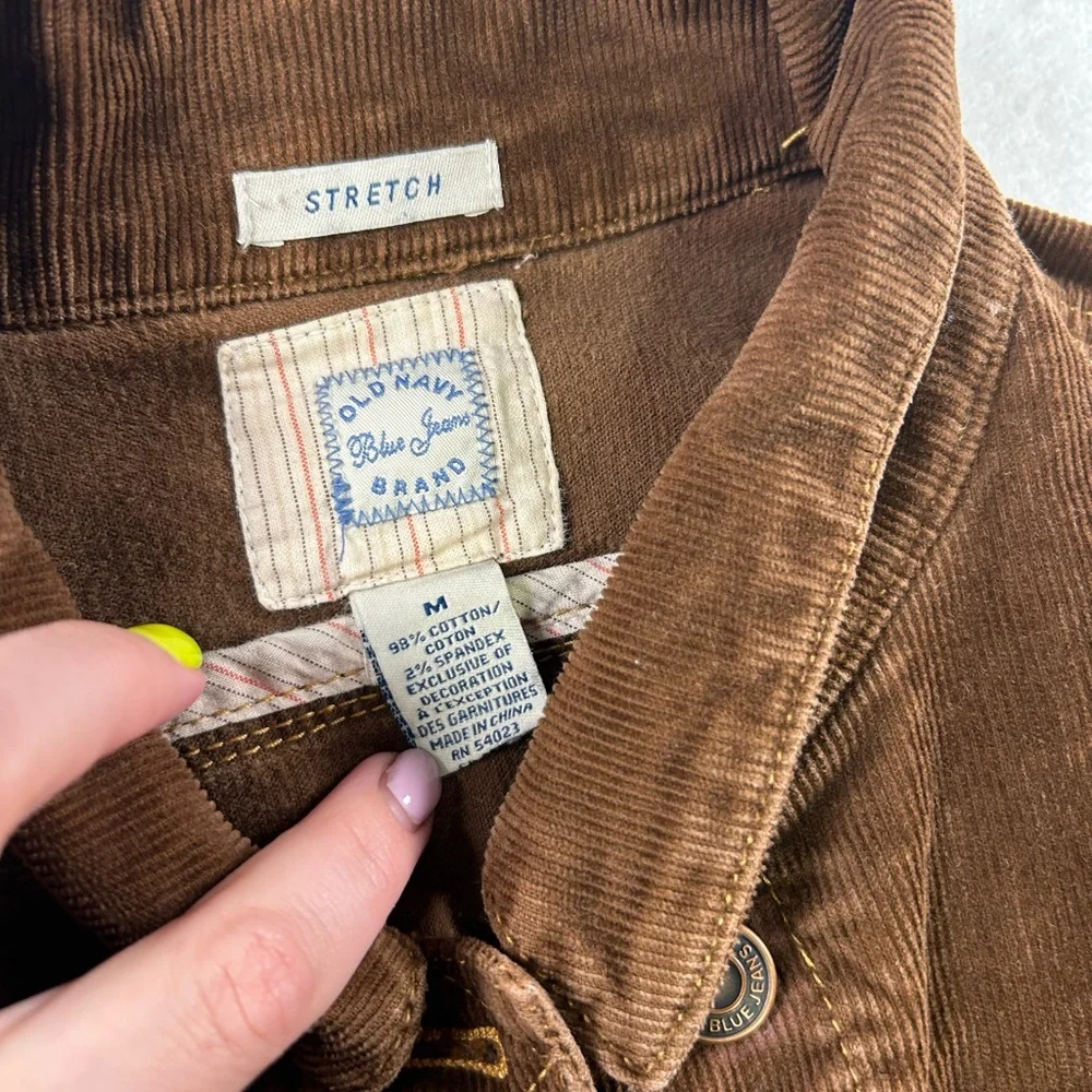 Vintage Old Navy Brown Corduroy Cropped Trucker Jacket 2005 - Picture 2 of 6